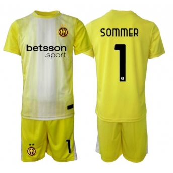 Billige Fotballdrakt Inter Milan Yann Sommer #1 Keeper Replika Bortedraktsett Barn 2025-26 Kortermet (med bukser)
